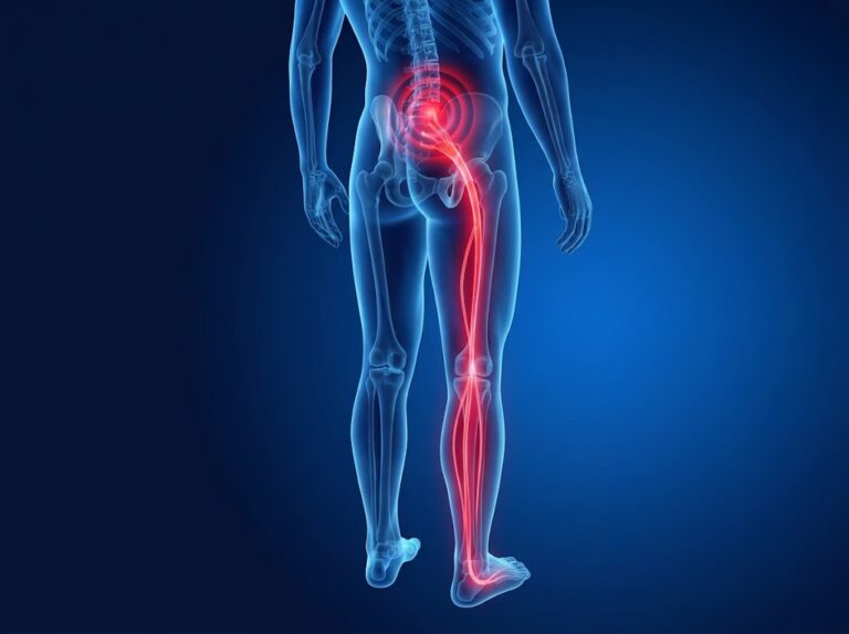 anatomical image showing right sided sciatica